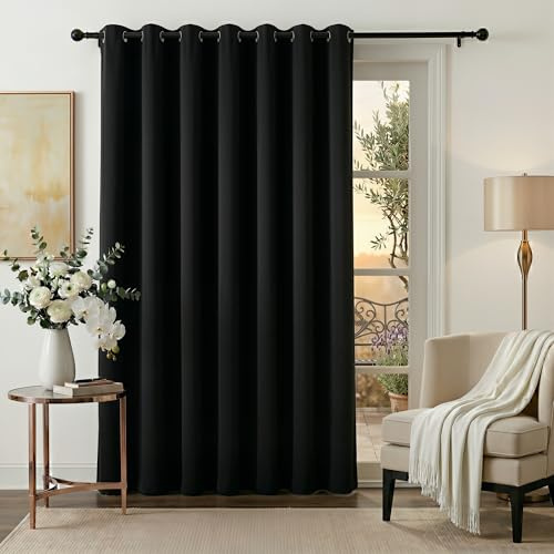 RYB HOME Extra Wide Blackout Curtains for Sliding Glass Door/Patio