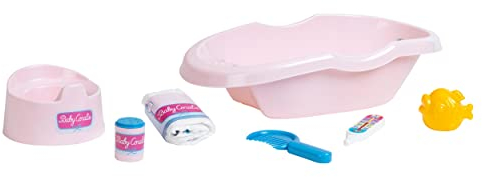 Theo Klein 1647 Set Vasca da bagno Baby Coralie, Per bambole di grandezza fino a 35 cm, Numerosi accessori per la cura e il bagnetto, Giocattolo per bambini a partire dai 3 anni
