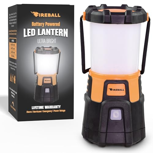 Blazin’ Fireball | Battery Powered Lantern |1000 Lumen Brightest LED Hurricane, Emergency, Storm, Camping Light | Battery Operated Torch | 4 Modes, Dimming, Water Resistant