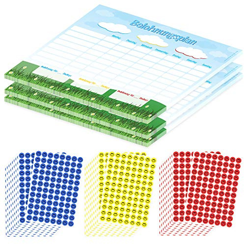 PRICARO Belohnungsplan Wolken, magnetisch, A4, 25 Blatt, 3 Stück