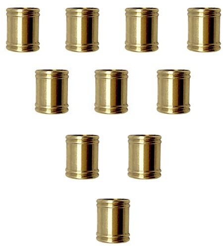 ECUDIS 10 PCS Lamp Pipe Brass Coupling 0.6 Inch Long 1/8 IP for Lamp Rod and Light Fixture Assemlby or Repair Lamp Tube Threaded Locknuts