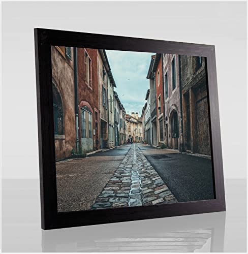 Orion Deluxe Bilderrahmen Posterrahmen 98x75 cm Puzzlerahmen Schwarz Gemasert Kunstglas Klar Hintergrund Weiss