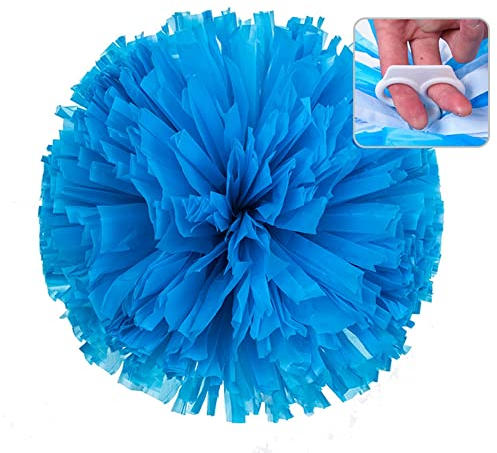 Egurs 2 Stück Cheerleader Pom Poms mit Ring Cheerleader Pompons Handblumen Round Tanz Cheer Poms für Kinder Erwachsene Sportwettbewerb Urlaub Feiern Tanzparty Team Geist blau L=35CM