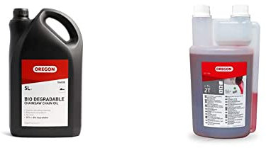 Oregon Biodegradable Chainsaw Chain & Guide Bar Oil, Chainsaw Oil for Chains & 2-Stroke Engine Oil, Self-Mixing Partly Synthetic Mineral Oil, Clean Burning, Low Ash Lubricant