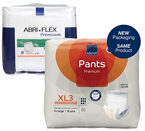 Abena Pants Premium Inkontinenzhose zum Hochziehen, Eco-Labelled Inkontinenzhose für Damen und Herren, diskret, schützend, atmungsaktiv, bequem, Größe XL 3, Taille 130-170 cm, Saugfähigkeit 2600 ml,