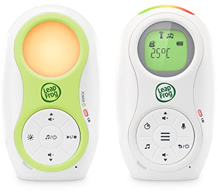 LeapFrog LF80 Digitales Audio-Babyphone, große Reichweite bis zu 460 Meter, Babyphone mit Nachtlicht, Temperatursensor, beruhigende Schlaflieder, Zwei-Wege-Gegensprechanlage, Fütterungserinnerung,