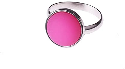 Adi-Modeschmuck verstellbarer Ring 'Elisa', 12mm Polaris Cabochon in einer in der Größe verstellbaren Fassung aus Edelstahl, handgefertigt in Berlin (Pink)