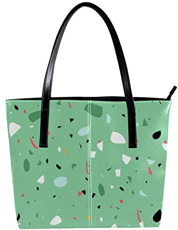 Schultertasche, leicht, lässig, Schultasche, Lehrertasche, Handtasche, Geldbörse, grünes Papierschnittmuster-01, Mehrfarbig