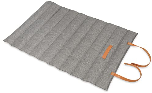 NYVI Hunde Reisedecke NYVIPet Luna 100x60 cm Grau - Wasserabweisend, Maschinenwaschbar, Rollbar, mit Griff - Hundematte Reisebett Für Kleine & Mittlere Hunde - Höchster Liegekomfort, Oeko-TEX