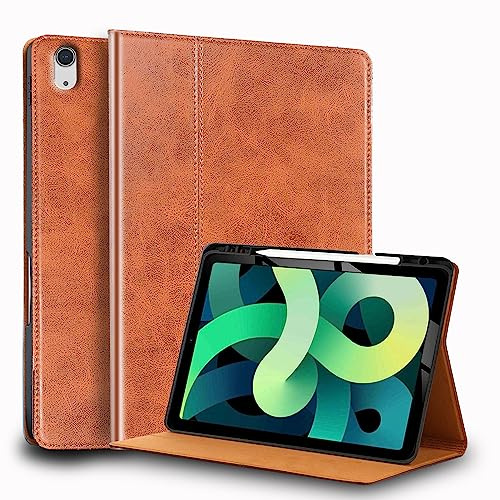 Gexmil Leder Hülle für iPad Air 11 M4/M3/M2 2026/2025/2024,10.9 2022/2020 | Smart Leder Cover/Flip mit Stifthalter,Auto Schlaf/Aufwachen,Schutzhülle Einstellbarer Ständer,Stoßfest,Braun