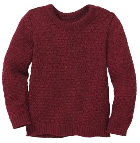 ARAN-PULLOVER Kinder - 100% Bio-Merino – atmungsaktiv & kuschelig warm - unisex Gr. 86 - 140 - nachhaltig & fair - ideal für kalte Tage dank fluffigem Strick - made in Germany | Cassis Gr. 134-140