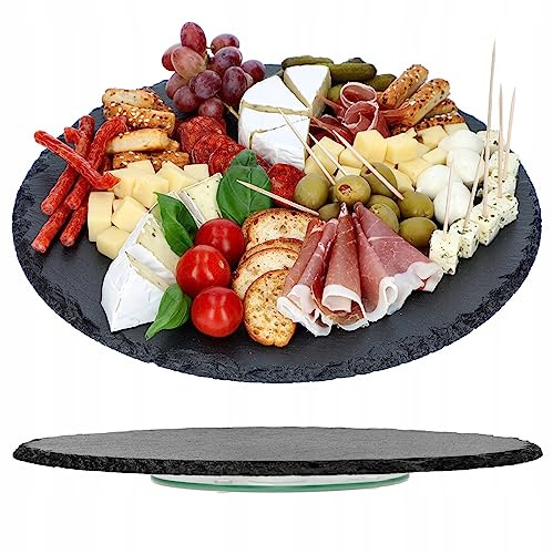 BROWIN® Schwenkbares Servierbrett aus Schiefer 312027 | 30 cm | Stilvolles und vielseitiges Servierbrett | Perfekt für Käse, Aufschnitt und mehr | Robust und langlebig