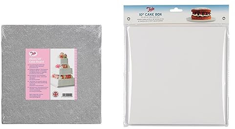 Tala Kuchenbox und Trommel, 25,4 cm, quadratisch, extra dick, mit einer 25,4 cm quadratischen, weißen Kuchenbox, die ideale Lösung für den Transport von frisch gebackenen Waren