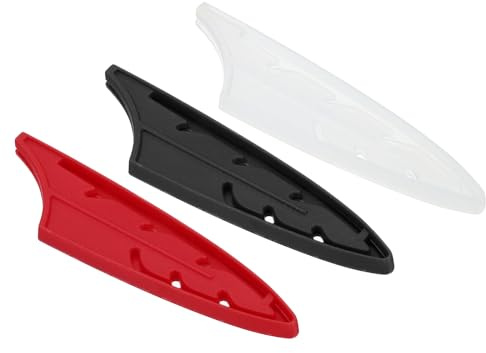 PATIKIL 3 Stück Messerhüllen Rot & Transparent & Schwarz 3,8 x 1 | Messerschutz, Messerhüllenabdeckungen, Für 3, 5-Zoll Schälmesser, Feder-Fruchtmesserset