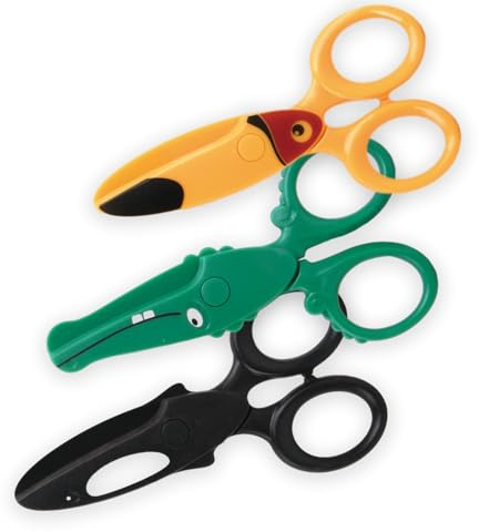 Wisebom Tijeras de Seguridad de Plástico para Niños - Juego de 3 Colores Escolares para Diestros y Zurdos, 12 cm, Punta Roma, Mango Ergonómico