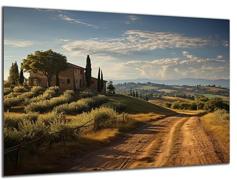DARO Design - Wand-Bild 6mm HDF 70x50 cm Toskana mit Haus - Wand-Deko Bilder Wohnzimmer