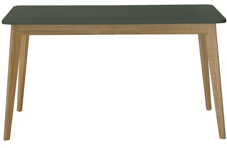 Esszimmer Tisch Esstisch, ausziehbar 140-180cm, in Eiche mit grün Modern