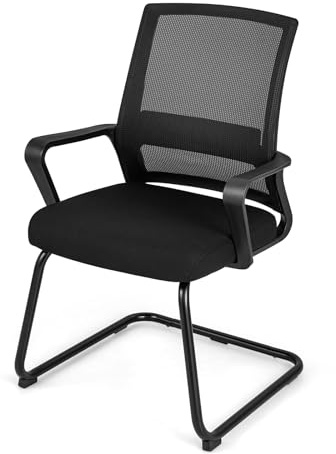 HOMASIS Konferenzstuhl mit Armlehnen & Lendenwirbelstütze, Bürostuhl mit robuster Basis, Freischwinger Stühle Besucherstuhl mit ergonomischem Design für Büro, Konferenzraum, Studio