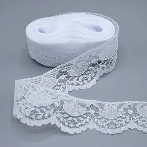 SYSUII 20 Yard Spitzenborte Spitzenband 4cm Breite Vintage Häkelband Häkelspitze Häkel-Borte Dekoband Spitze Zierband fur Hochzeit Deko DIY-Handwerk Tischdeko Basteln Geschenkband -Weiße