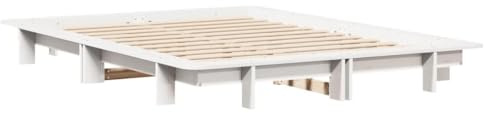 vidaXL Massivholzbett ohne Matratze Weiß 140x200 cm Kiefernholz