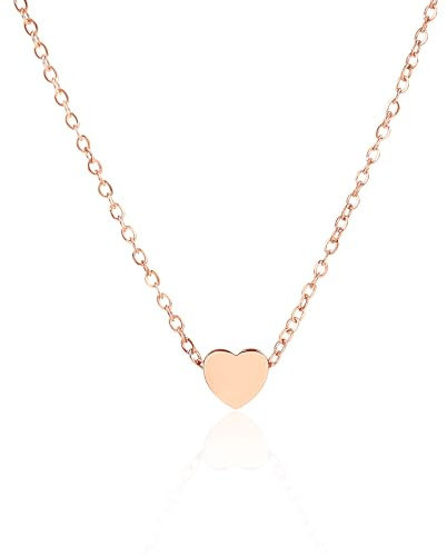 Caratas Herzkette Halskette Damen Gold & Silber & Rosegold | Kette mit Herz Anhänger in Gold 18K Vergoldet, Silber oder Rosegold | Antiallergischer Schmuck Geschenk für Damen Mädchen Liebe