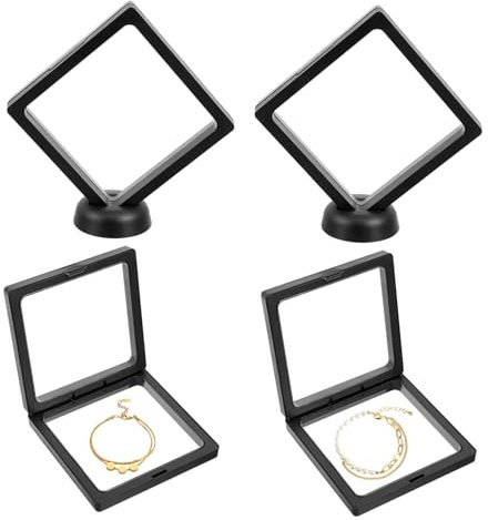 Yardenfun 4sätze Schwarzes Schmuck Mit Durchsichtigen Pe-folien-boxen Und Runden Basen Langlebig Praktisch Für Schmuckgeschäfte Auslagen Und Sammlungen Zuhause Geschäft