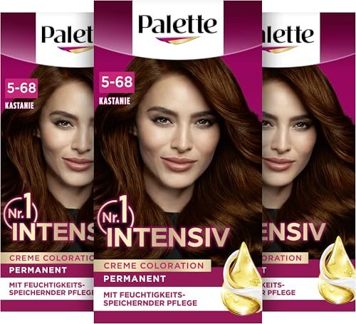Palette Intensiv Creme Coloration 5-680/650 Kastanie (3 x 115 ml), permanente Haarfarbe für leuchtende, langanhaltende Farbbrillanz & 100% Grauabdeckung