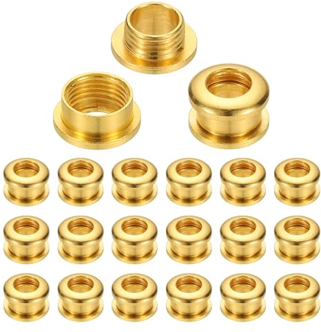 PATIKIL 5mm(1/5 inch) Solid Brass Hole Eyelets, 20 Pcs Arc Surface Self Backing Grommets with Washer for Shoes Clothes Crafts Bag Leather Craft, Gold Tone