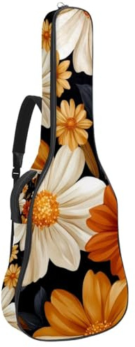 Gitarrentasche mit niedlichen weißen Katzen mit rosa Schleifen, gepolsterter Rucksack für Akustikgitarre, Rucksack mit verstellbaren Schultergurttaschen, Mehrfarbig 04, 42.9x16.9x4.7 in, Lässiger