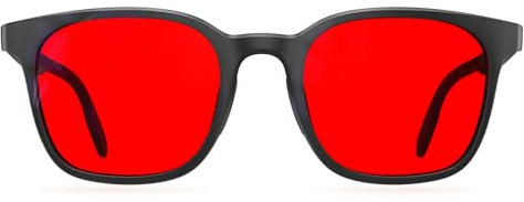 Bloomoak Gafas de filtro de luz azul – 99% de protección – antifatiga – para ojos sensibles – Ideal para PC, juegos, TV, teléfono móvil (rojo – 100% – Nuevo cuadrado (almohadillas nasales), rojo