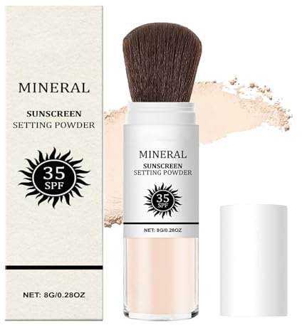 SPF 35 Mineral Sunscreen Powder, Powder Sunscreen for Scalp & Face, Oil Control, Matte Finish Sheer Setting Face powder, Long Lasting, Breathable Mineral Magic Makeup for Women (Natural)
