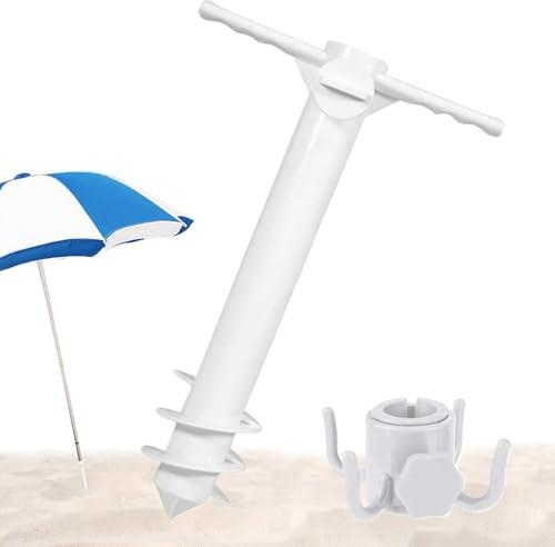 Zestivra Support de Parasol de Plage – Piquet de Sable, Support de Parc de pêche pour pelouse | Résistance au Vent et stabilité sécurisée du Parapluie, Design Facile à Visser pour Le Sable, l' et