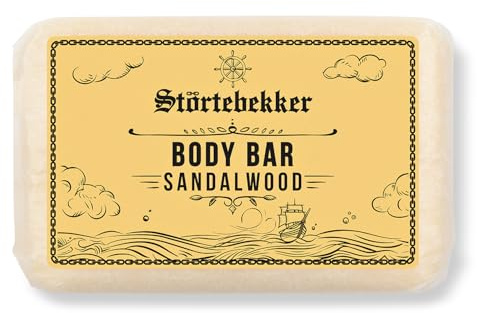 Störtebekker® Premium Body Bar Sandalwood - Solid Shower Gel Men & Women - Solid Shower Soap Men - Natural Cleaning & Wonderful Fragrance - Vegan, Handmade - 120 g x 1