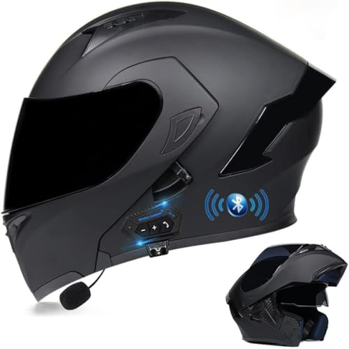 Casco Moto Modular con Bluetooth Integrado, ECE Homologado Casco Integrales Flip Up Moto Jet Scooter(C1,L(59~60cm))