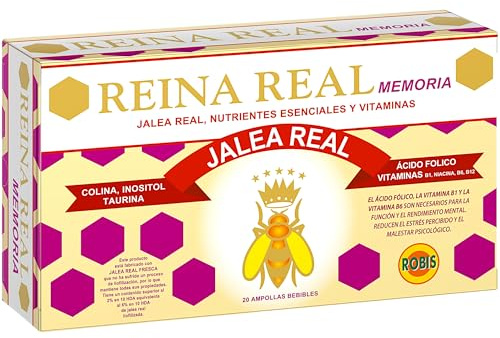 Robis Reina Real Memoria 20 Ampollas de 10ml - Jalea Real con Fósforo, Lecitina de Soja y Vitaminas B - Suplemento para la Concentración, Memoria y Rendimiento Intelectual