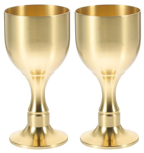 TOVINANNA Copas de Latón Pequeñas 20 G, Cáliz Vintage para Ofrendas Budistas, Juego 2 Piezas, Vaso Decorativo Ritual para Agua y Ceremonias Religiosas