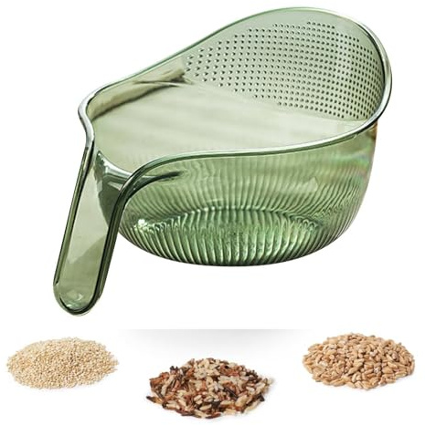 Passoire à riz en plastique, rondelle à riz, haricots, passoire, panier de vidange de cuisine multifonctionnel avec poignées pour pâtes de riz, légumes, fruits (vert)