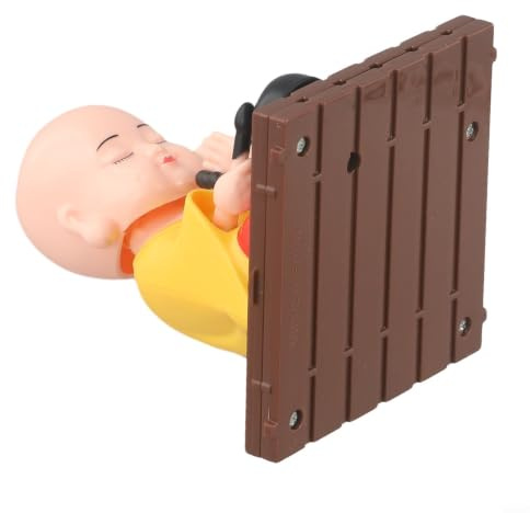 Vasiumic Solarbetriebene Wackelpuppe, solarbetrieben, solarbetrieben, Mönch-Auto-Ornament mit ABS-Wackelkopf-Figur für Armaturenbrett, Heimbüro, Schreibtischdekoration, Blau (rot)