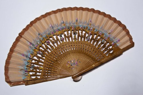 Bailando Fächer Flamenco Holz 21cm, Handbemalt, (815), braun