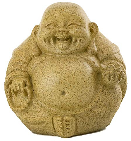 Top Collection Mini Happy Buddha Laughing Statue - Hand Painted Essence of Joy Big Belly Buddha in Sandstone Finish - 3.25Inch Collectible East Asian New Age Lucky Buddha Figurine