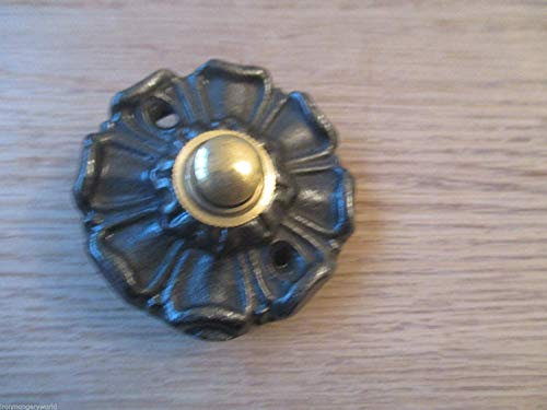 IRONMONGERY WORLD® Victorian Traditional Old Style Bell Push Door Bell Wired (Antique Iron Floral)