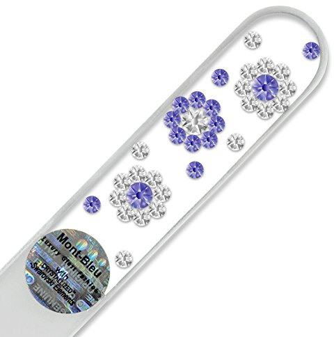 Glasnagelfeile von Hand dekoriert mit Swarovski Elements, geliefert in einer Hülle aus schwarzem Samt - Echtem gehärteten Glas aus Tschechien