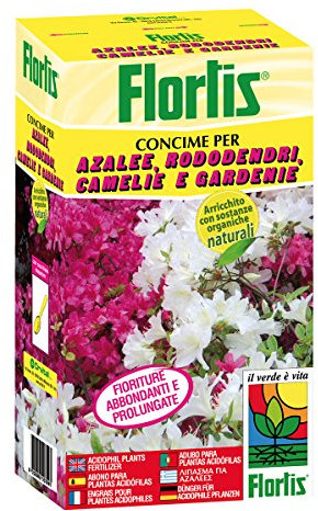 Flortis 1110144 Concime Organo, Azalee, Rododendri, Camelie e Gardenie, 1000 g, 7.5x13.5x24 cm