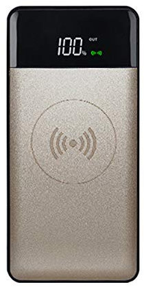 MYYING ELE Qi Charger Wireless Power Bank 10000mAh Fast Charging External Battery Pack with LED Display and 3 Output & Dual Input Compatible with Qi Enabled Smartphones Devices, Gold