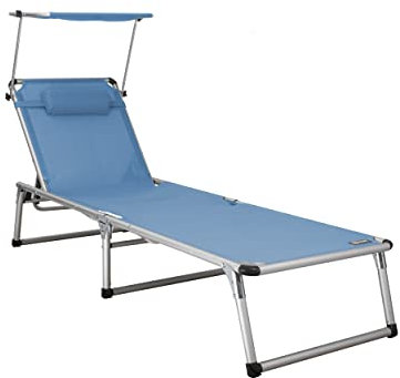 Homecall Chaise longue pliable en aluminium (Bleu)