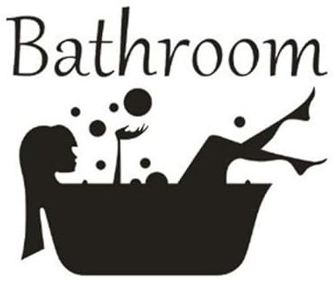 Novelty Lady in the Bath Bathroom Door Sign Sticker/Bathroom Sticker (Black)
