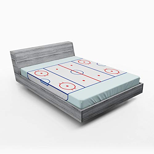 ABAKUHAUS Eishockey Drap-Housse, Graphique-Champ Contour, Doux Tissu décoratif Linge de lit Autour élastique élastique, 140 x 200 cm, Bleu Clair Bleu