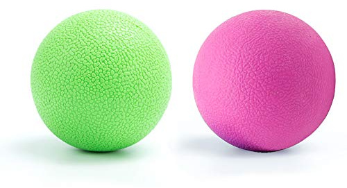 Yoga Massage Ball - Best Trigger Point Ball for Myofascial and Fascia Release, Foot and Back Massage, Therapy (Green + Pink)