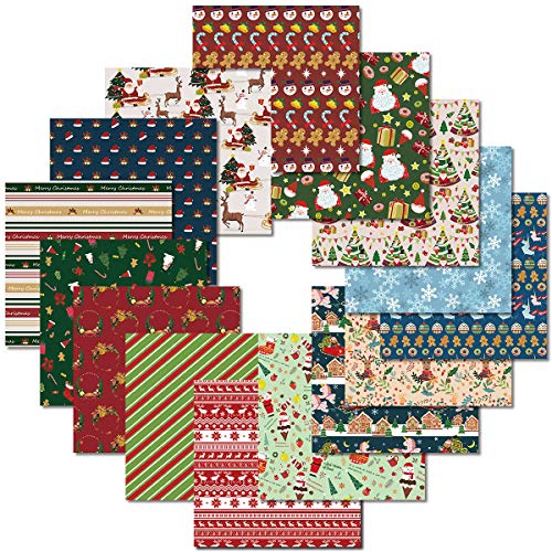 PAPERKIDDO Confezione da 105 fogli di carta pieghevole per origami di carta Modello di Natale diverso Carta di qualità premium per bambini Arti e mestieri 15 cm * 15 cm