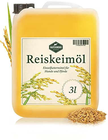 Martenbrown® Reiskeimöl 5 Liter für Pferde, Hunde und Esel I Im praktischen Kanister | Nahrungsergänzung für Trockenfutter, Dosenfutter oder als Barf-Öl